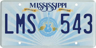 MS license plate LMS543