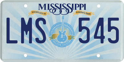 MS license plate LMS545