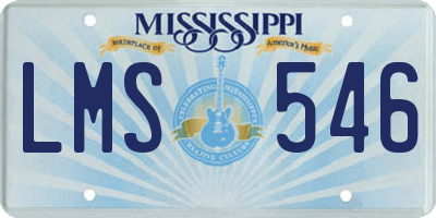 MS license plate LMS546