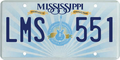MS license plate LMS551