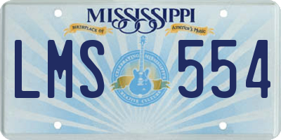 MS license plate LMS554