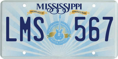 MS license plate LMS567