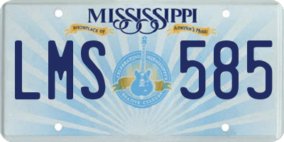 MS license plate LMS585