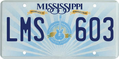 MS license plate LMS603