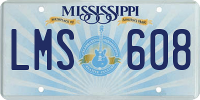 MS license plate LMS608