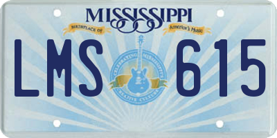 MS license plate LMS615