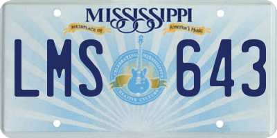 MS license plate LMS643