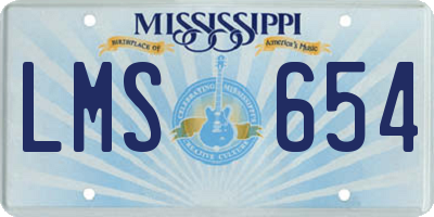 MS license plate LMS654