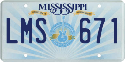 MS license plate LMS671