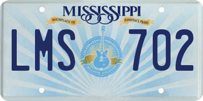 MS license plate LMS702