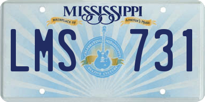 MS license plate LMS731