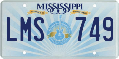 MS license plate LMS749