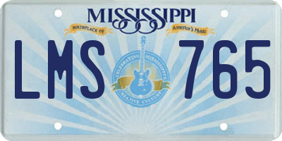 MS license plate LMS765