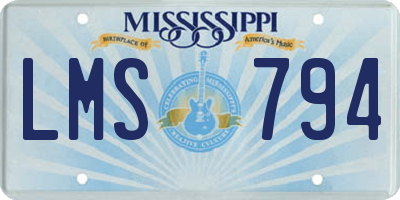 MS license plate LMS794