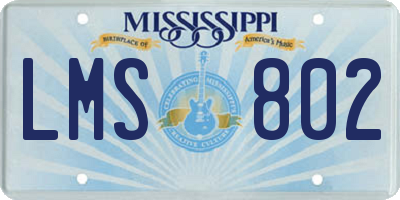 MS license plate LMS802
