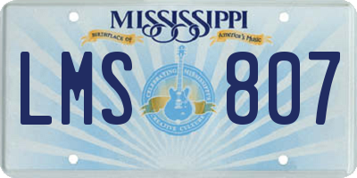 MS license plate LMS807