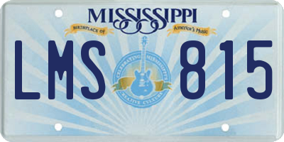 MS license plate LMS815
