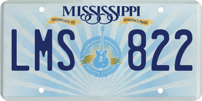 MS license plate LMS822