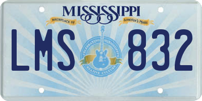 MS license plate LMS832