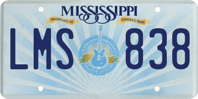 MS license plate LMS838