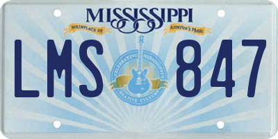 MS license plate LMS847