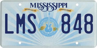 MS license plate LMS848