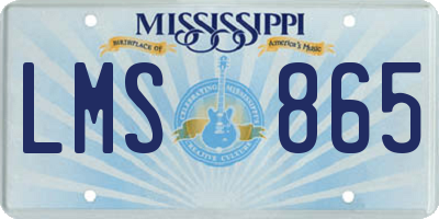MS license plate LMS865