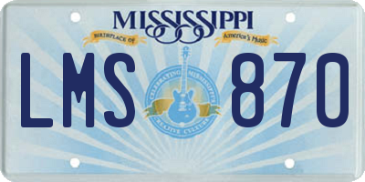 MS license plate LMS870