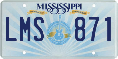 MS license plate LMS871