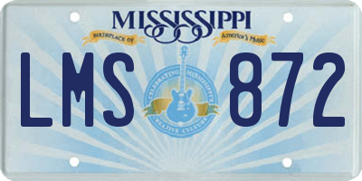 MS license plate LMS872
