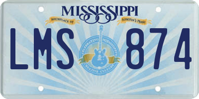 MS license plate LMS874