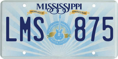 MS license plate LMS875