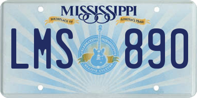 MS license plate LMS890