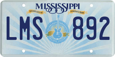 MS license plate LMS892