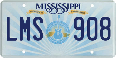 MS license plate LMS908