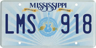MS license plate LMS918