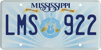 MS license plate LMS922