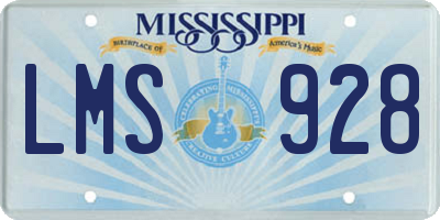 MS license plate LMS928