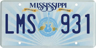 MS license plate LMS931