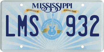 MS license plate LMS932