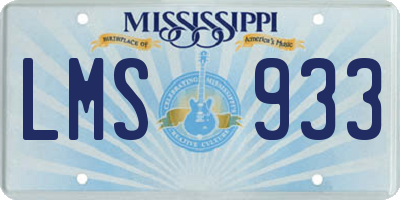 MS license plate LMS933