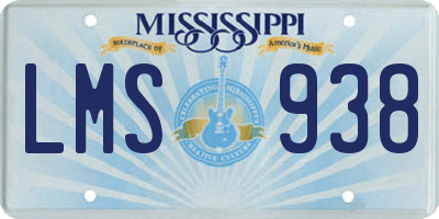 MS license plate LMS938