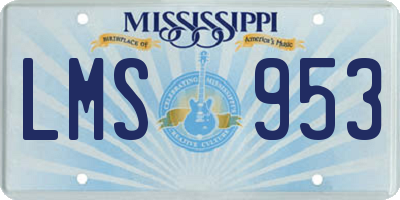 MS license plate LMS953