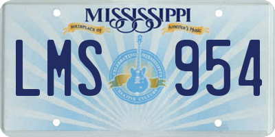 MS license plate LMS954