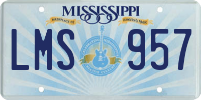 MS license plate LMS957