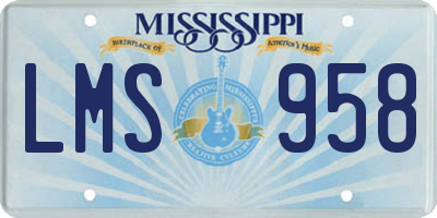MS license plate LMS958