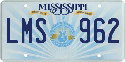 MS license plate LMS962