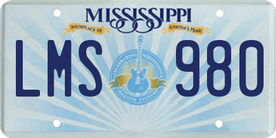 MS license plate LMS980