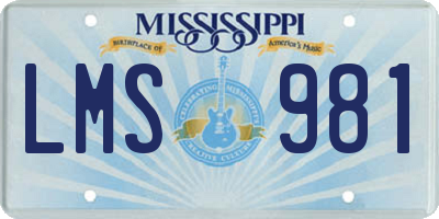 MS license plate LMS981