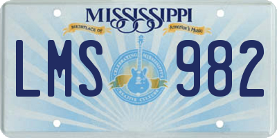 MS license plate LMS982